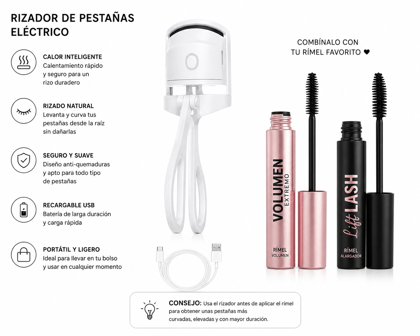 Rizador de pestañas eléctrico