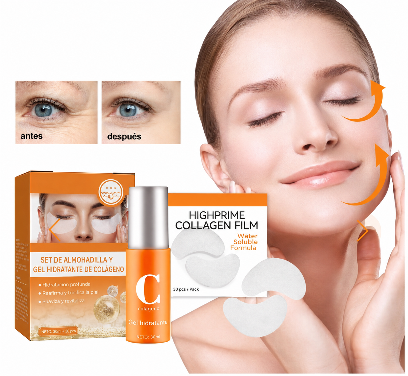 Set De almohadillas y Gel Hidratante De Colágeno