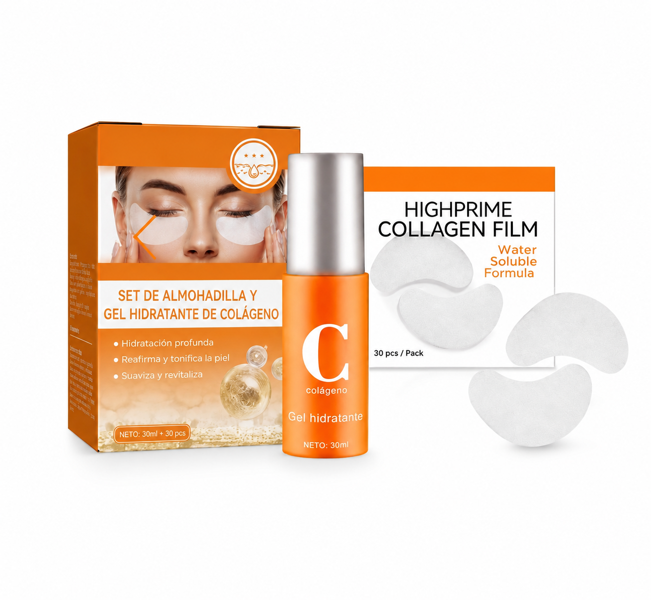 Set De almohadillas y Gel Hidratante De Colágeno